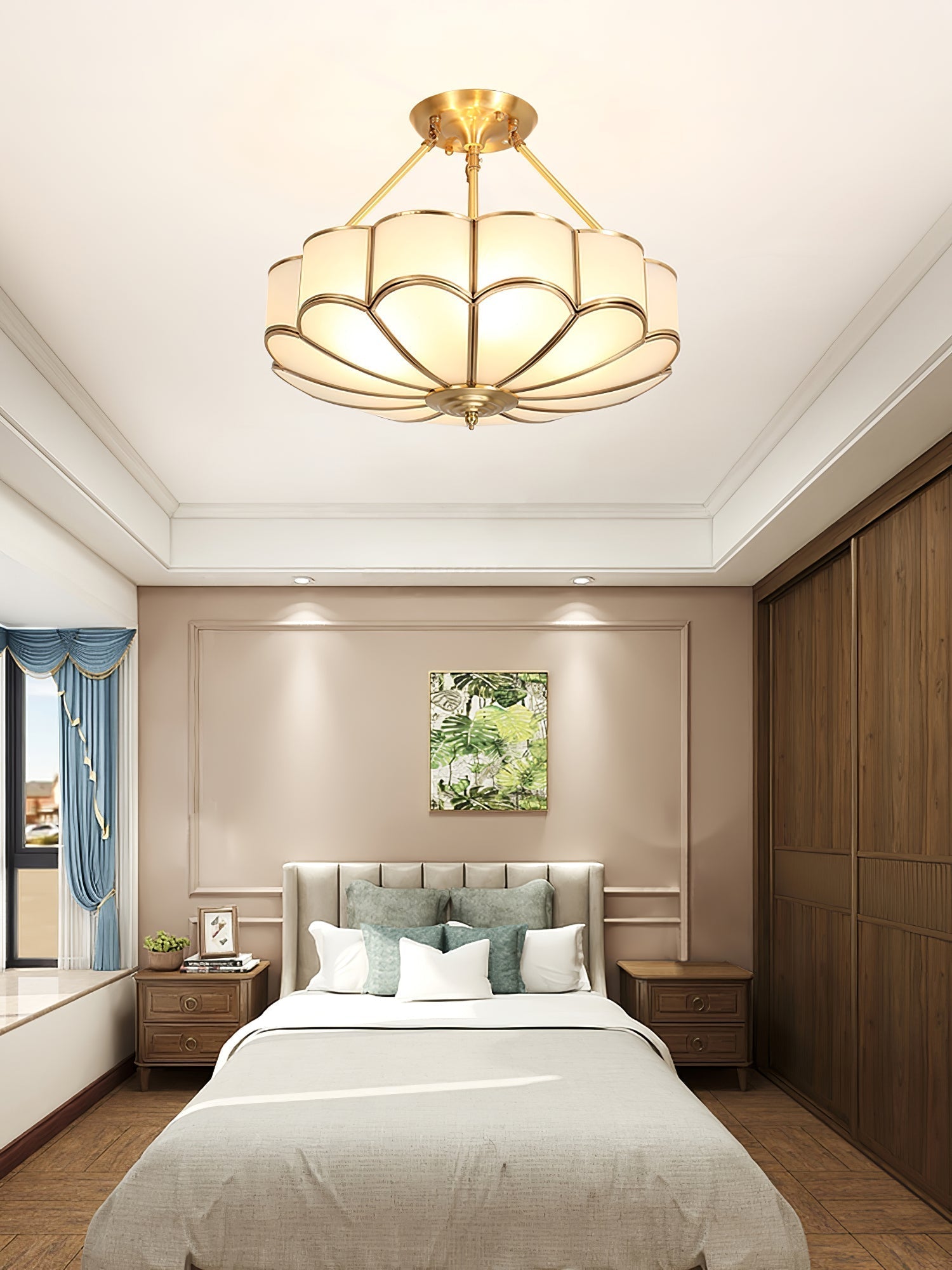 Levenor Ceiling Light Frosted Glass Petal Brass Art