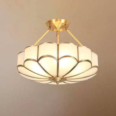 Levenor Ceiling Light Frosted Glass Petal Brass Art