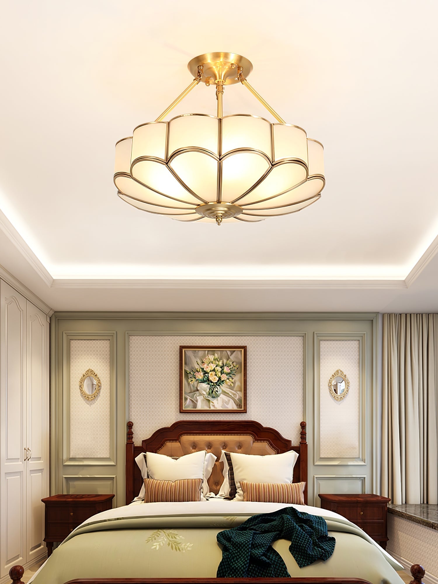 Levenor Ceiling Light Frosted Glass Petal Brass Art