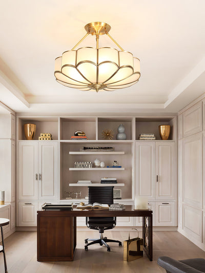 Levenor Ceiling Light Frosted Glass Petal Brass Art