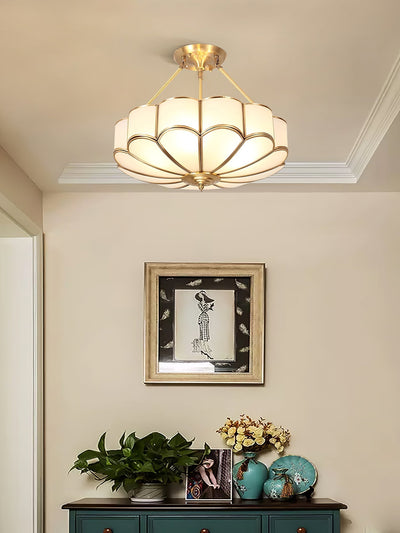 Levenor Ceiling Light Frosted Glass Petal Brass Art