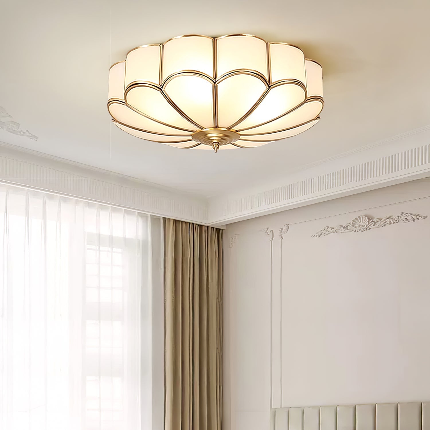 Delacourt Flower Shape Glass Flush Mount Ceiling Light