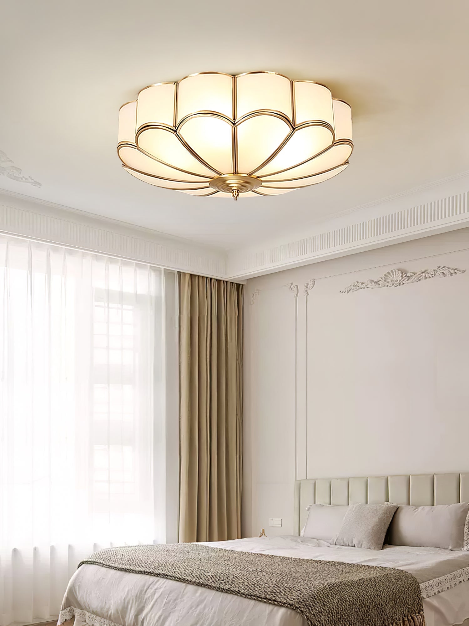 Delacourt Flower Shape Glass Flush Mount Ceiling Light
