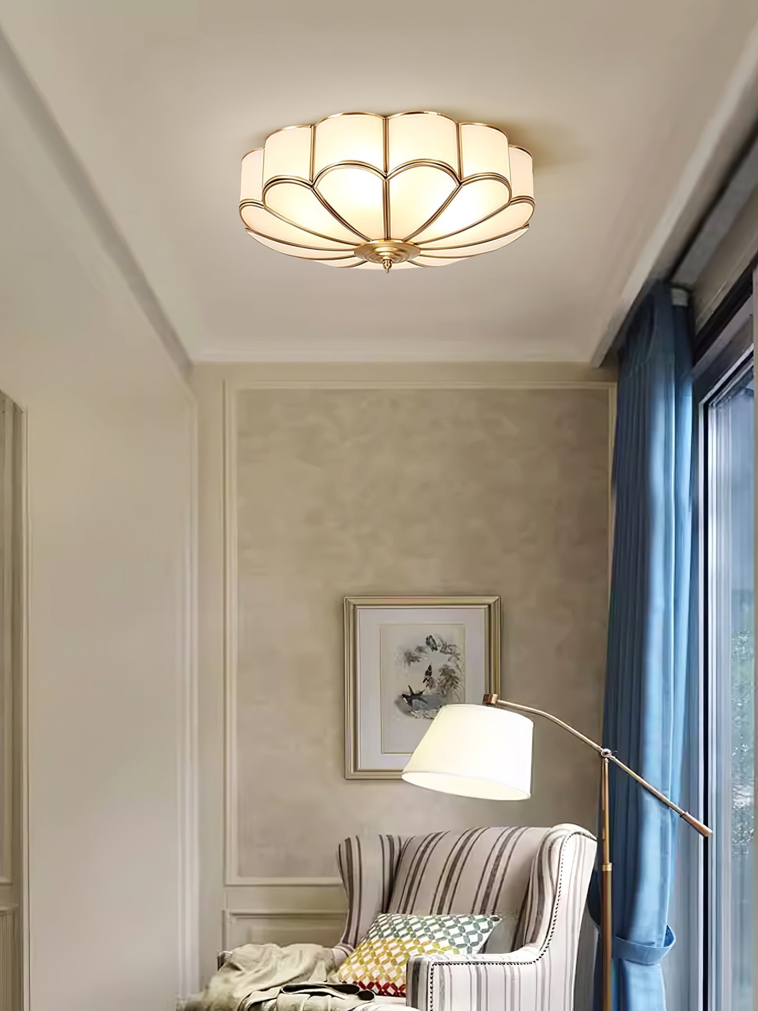 Delacourt Flower Shape Glass Flush Mount Ceiling Light