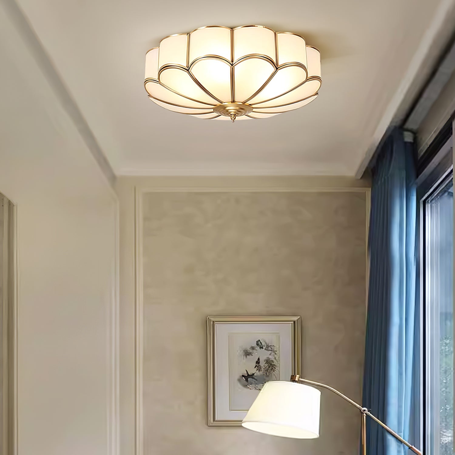 Delacourt Flower Shape Glass Flush Mount Ceiling Light