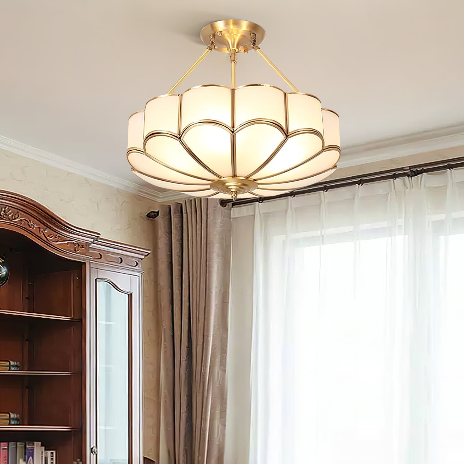 Levenor Ceiling Light Frosted Glass Petal Brass Art