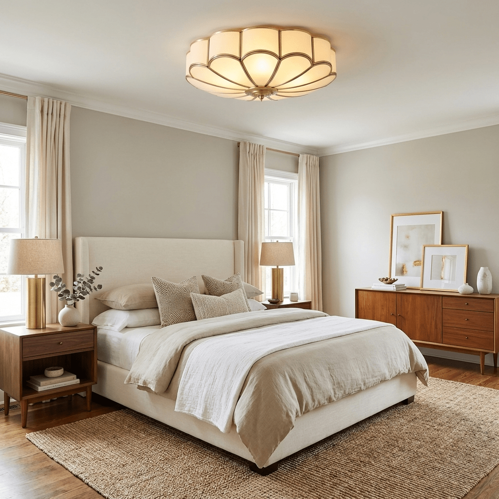 Delacourt Flower Shape Glass Flush Mount Ceiling Light