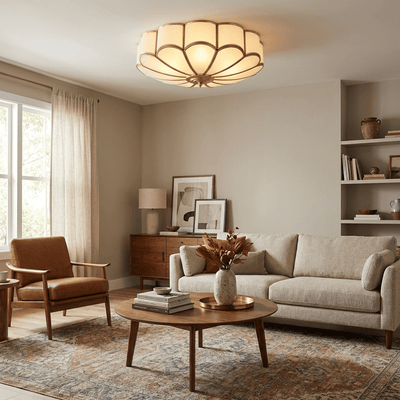 Delacourt Flower Shape Glass Flush Mount Ceiling Light