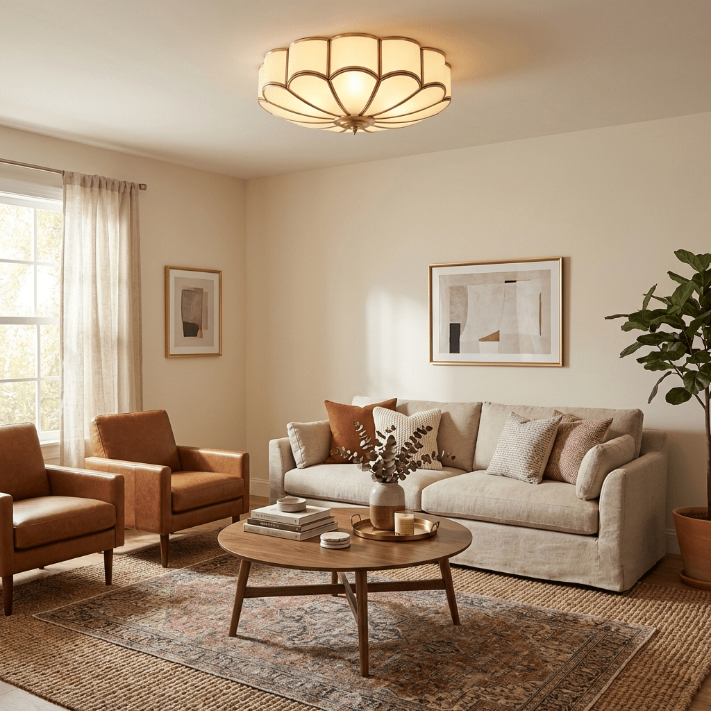 Delacourt Flower Shape Glass Flush Mount Ceiling Light