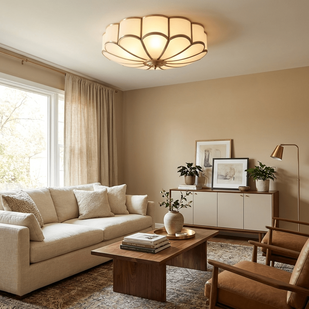 Delacourt Flower Shape Glass Flush Mount Ceiling Light