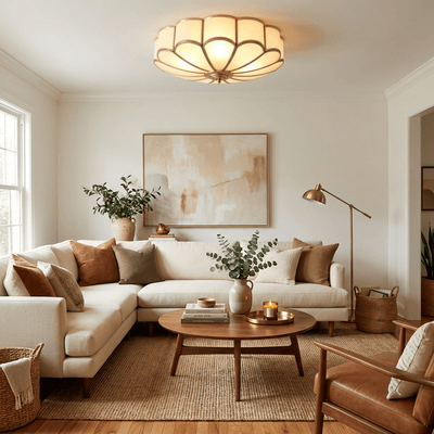 Delacourt Flower Shape Glass Flush Mount Ceiling Light