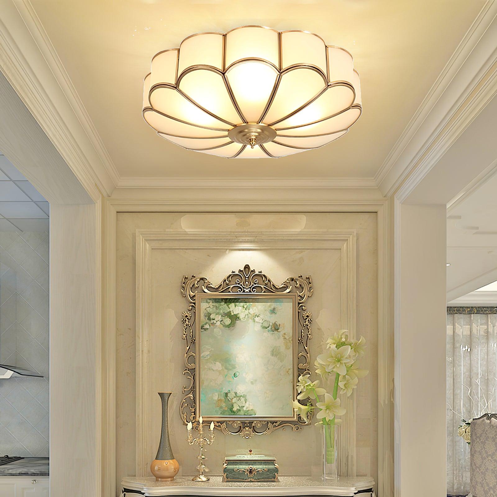 Delacourt Flower Shape Glass Flush Mount Ceiling Light