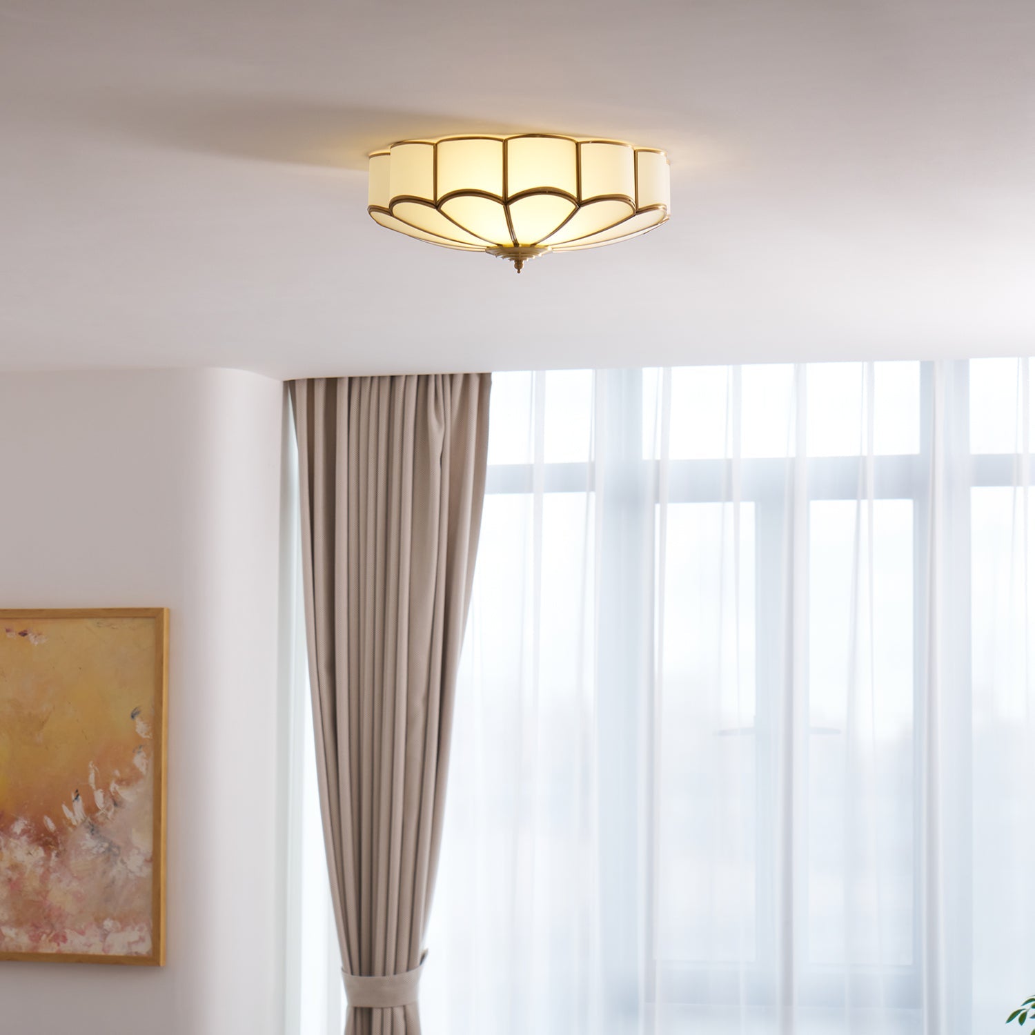 Delacourt Flower Shape Glass Flush Mount Ceiling Light