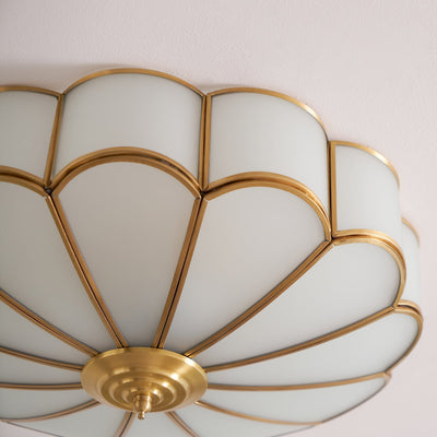 Lustra Ceiling Light Flower Shape Glass Brass - Neutral Decor