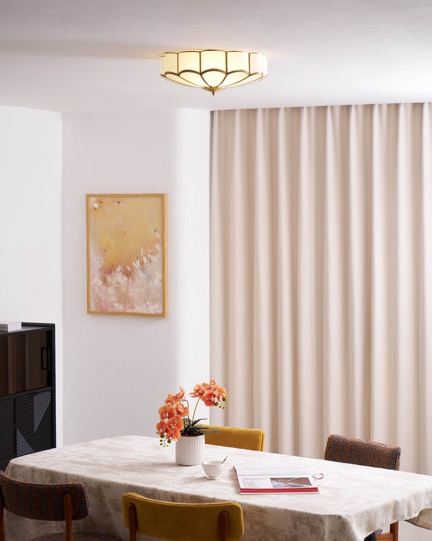 Delacourt Flower Shape Glass Flush Mount Ceiling Light
