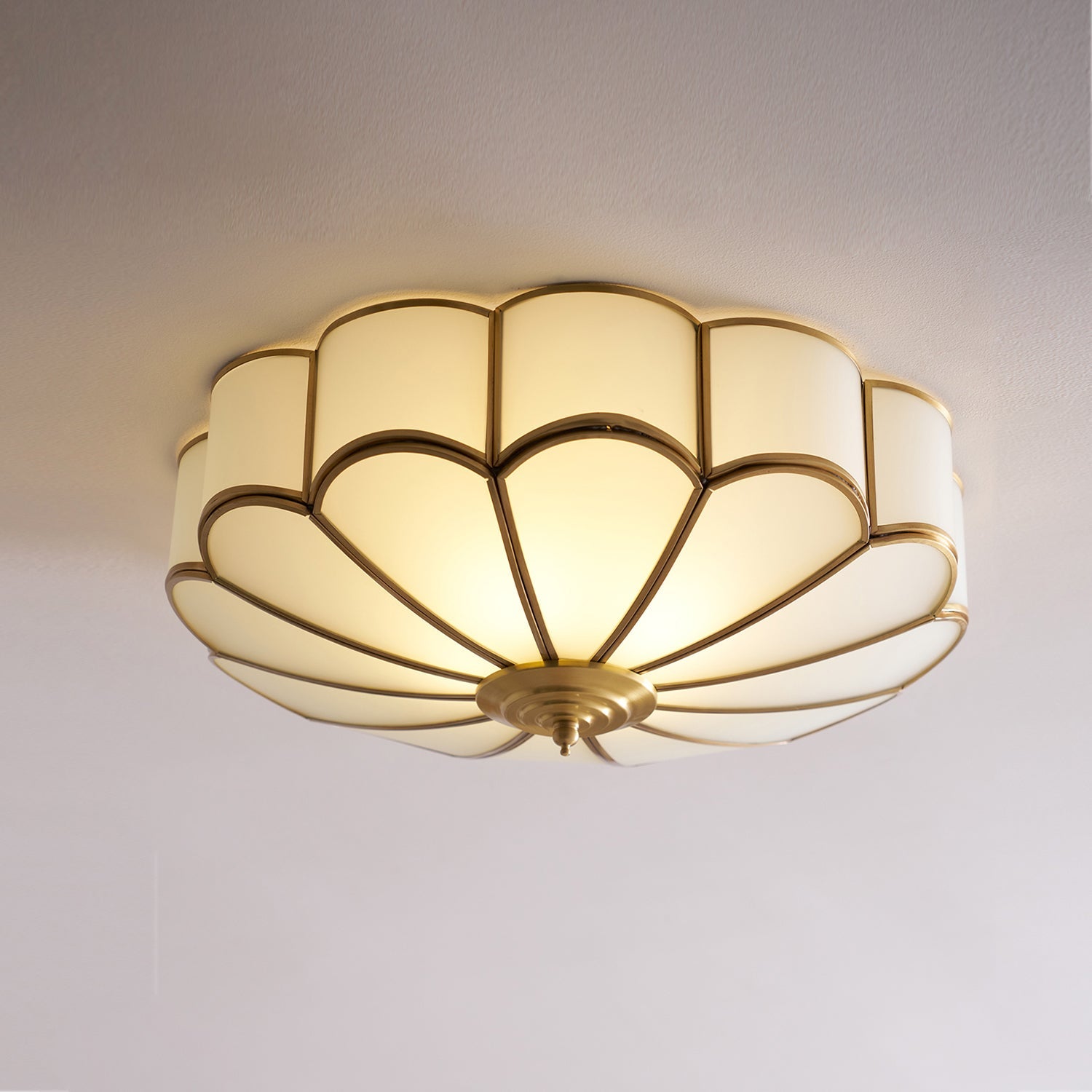 Delacourt Flower Shape Glass Flush Mount Ceiling Light