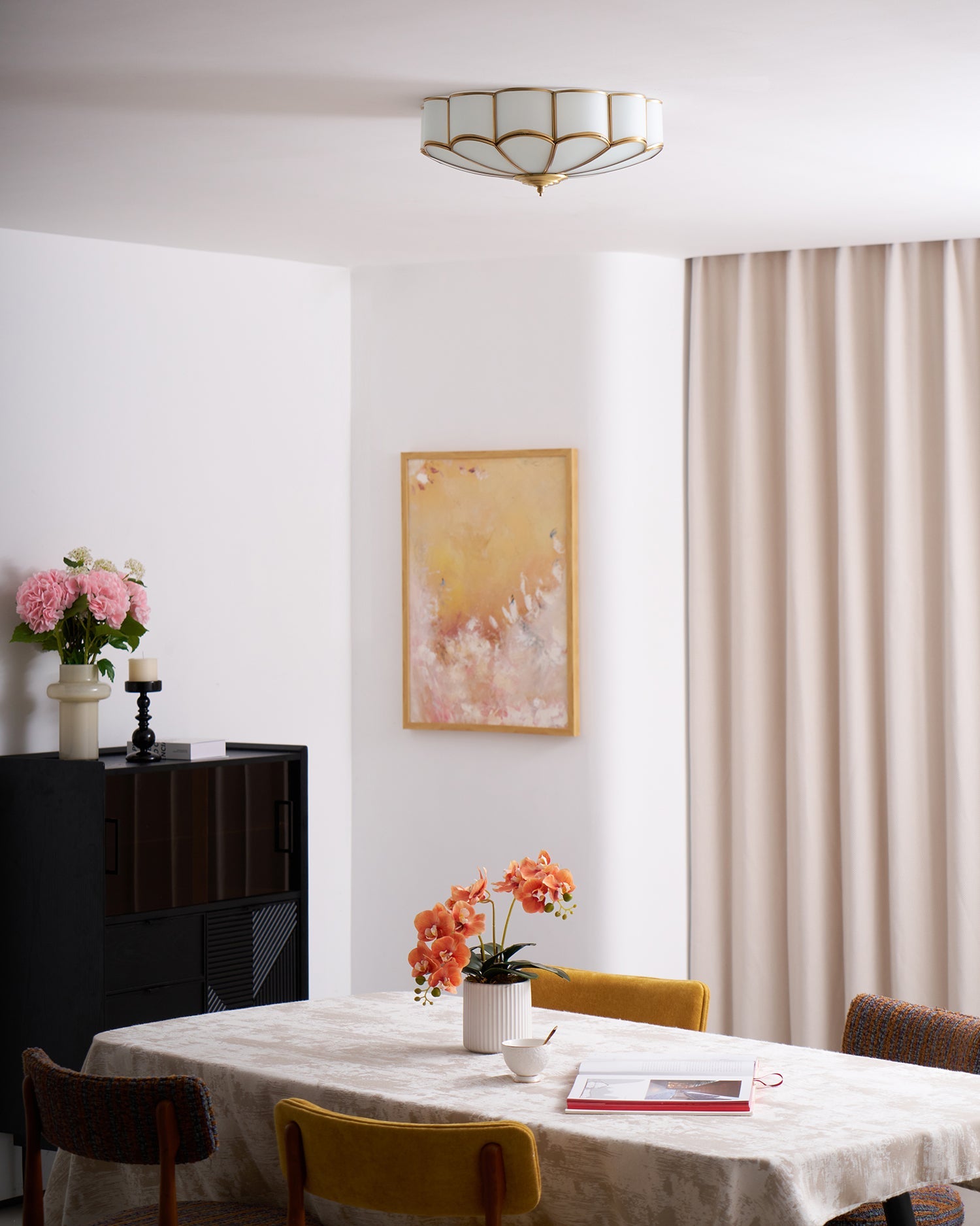 Delacourt Flower Shape Glass Flush Mount Ceiling Light