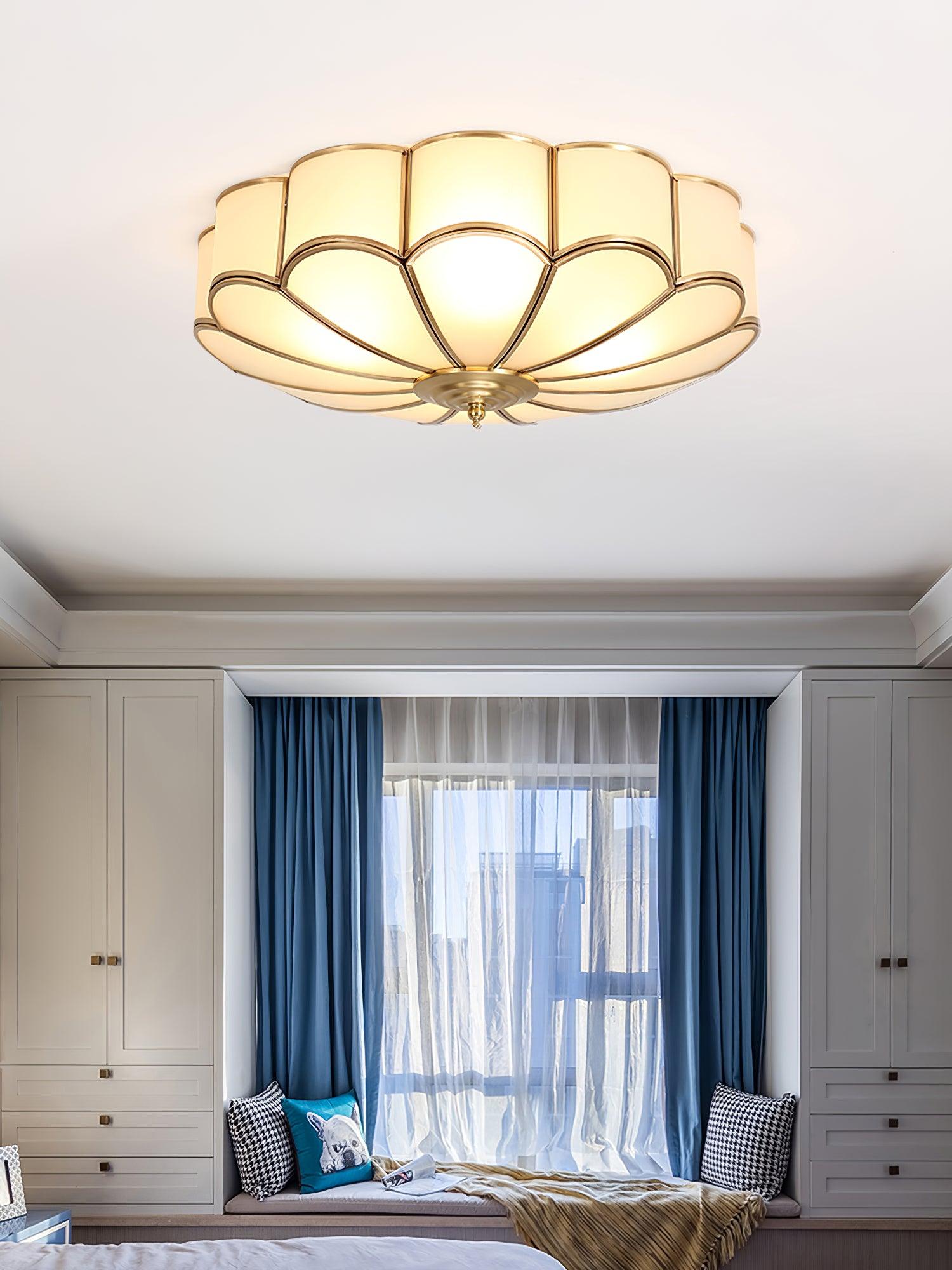 Delacourt Flower Shape Glass Flush Mount Ceiling Light