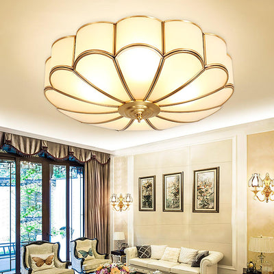 Velenena Ceiling Light Flower Shape Glass Brass