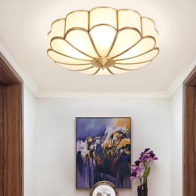 Delacourt Flower Shape Glass Flush Mount Ceiling Light