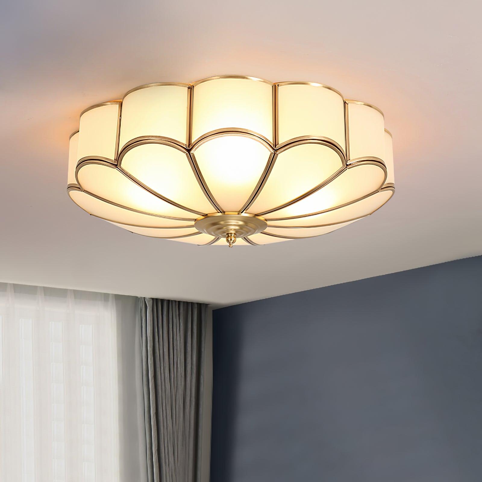 Delacourt Flower Shape Glass Flush Mount Ceiling Light