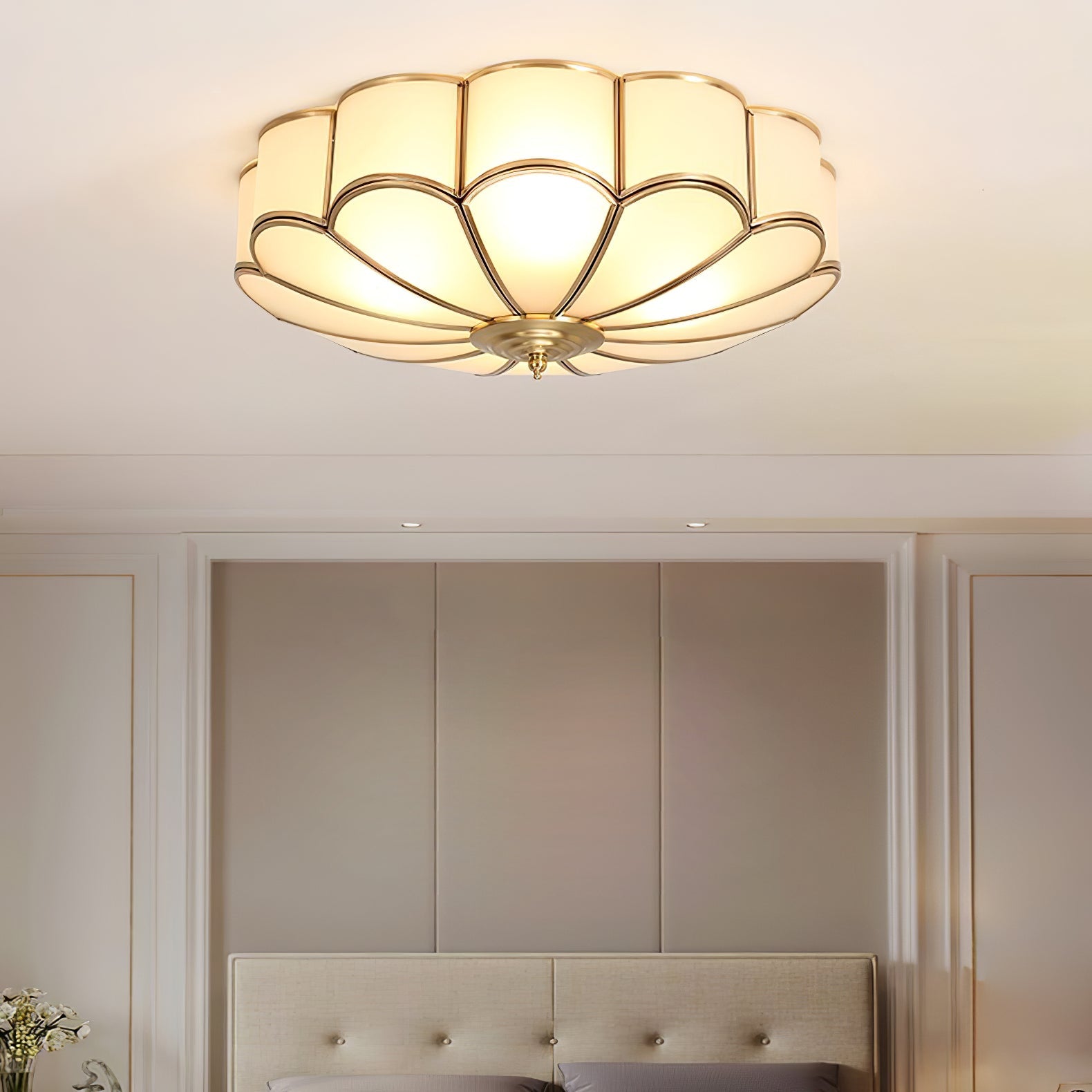 Delacourt Flower Shape Glass Flush Mount Ceiling Light