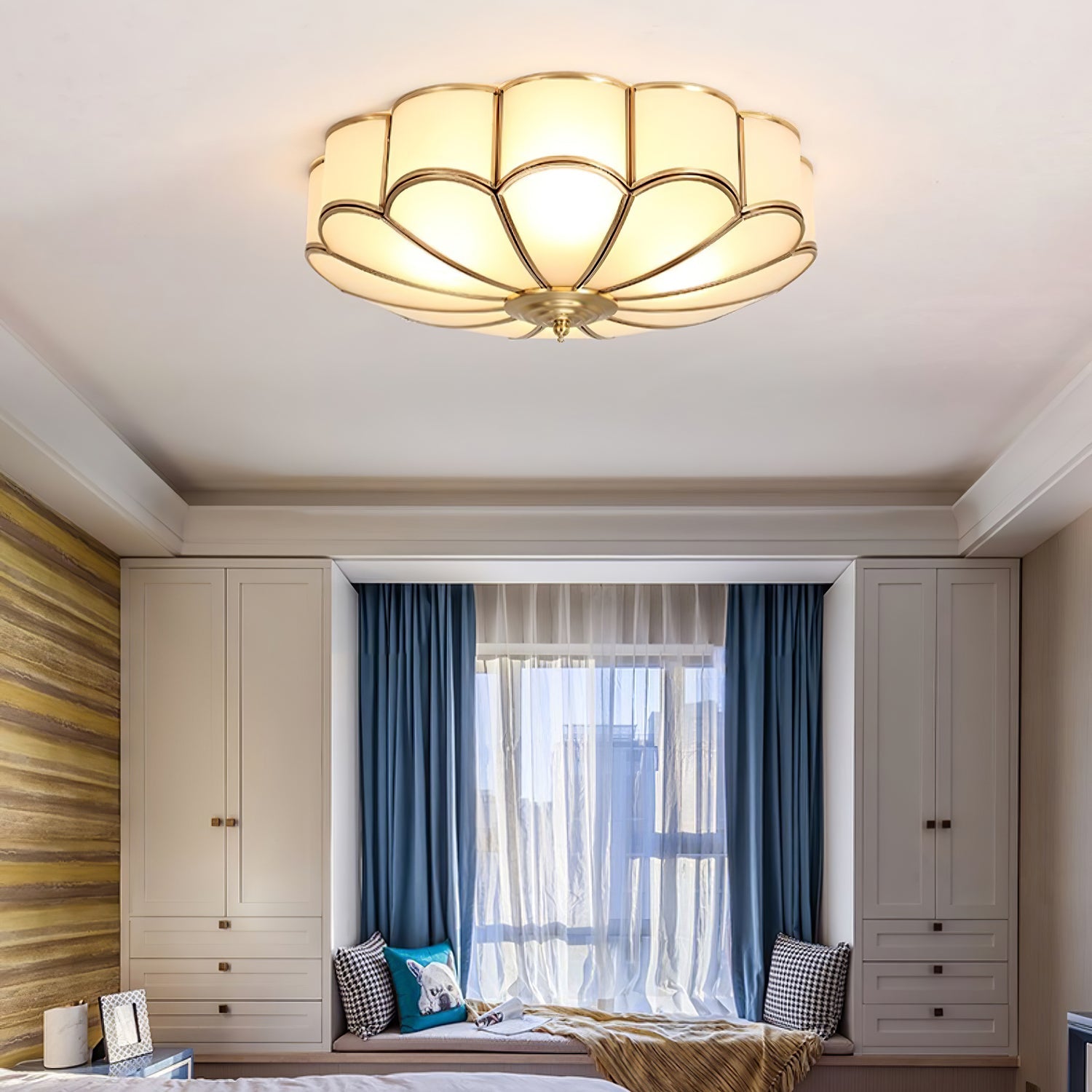 Delacourt Flower Shape Glass Flush Mount Ceiling Light