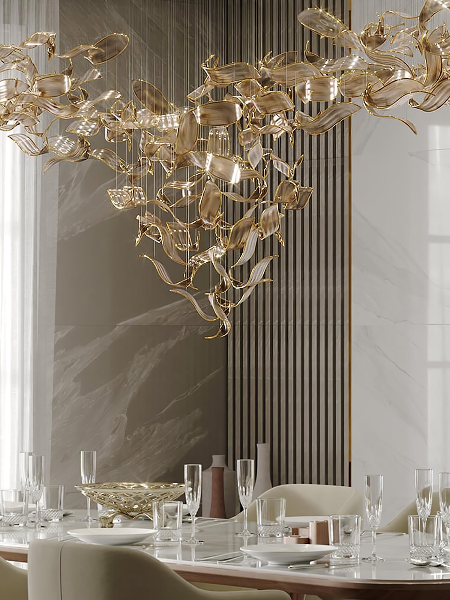 Velelora Chandelier Cascading Leaf Luxe