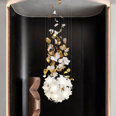 Araeos Flying Flowers Fluttering Brass Chandelier - Neutral Decor