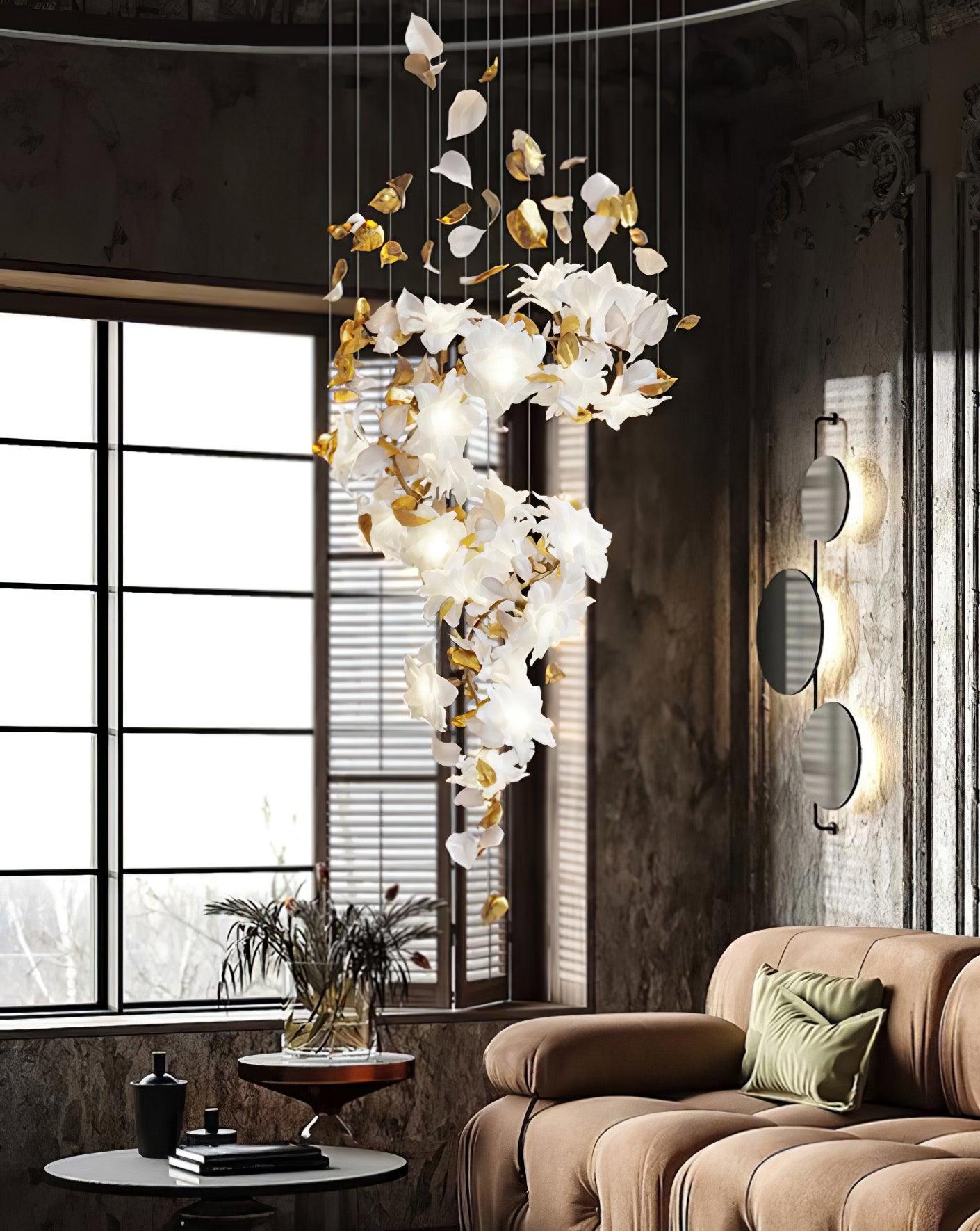 Araeos Flying Flowers Fluttering Brass Chandelier - Neutral Decor
