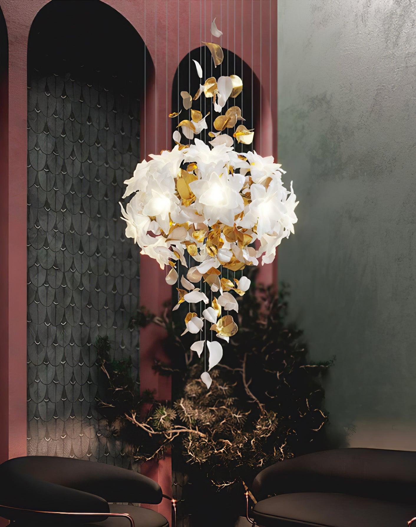 Araeos Flying Flowers Fluttering Brass Chandelier - Neutral Decor