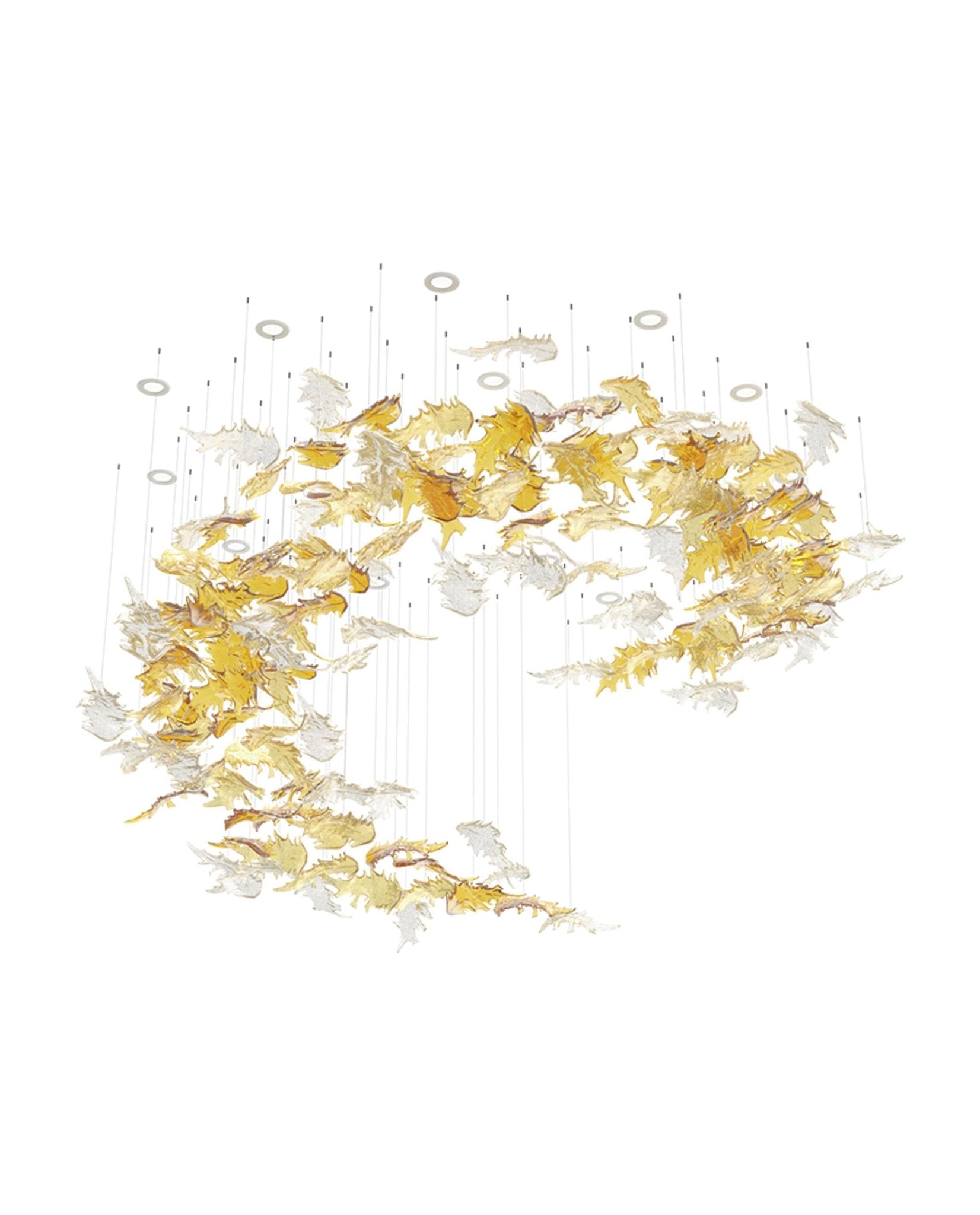 Cosolion Bird Amber Clear Glass Chandelier