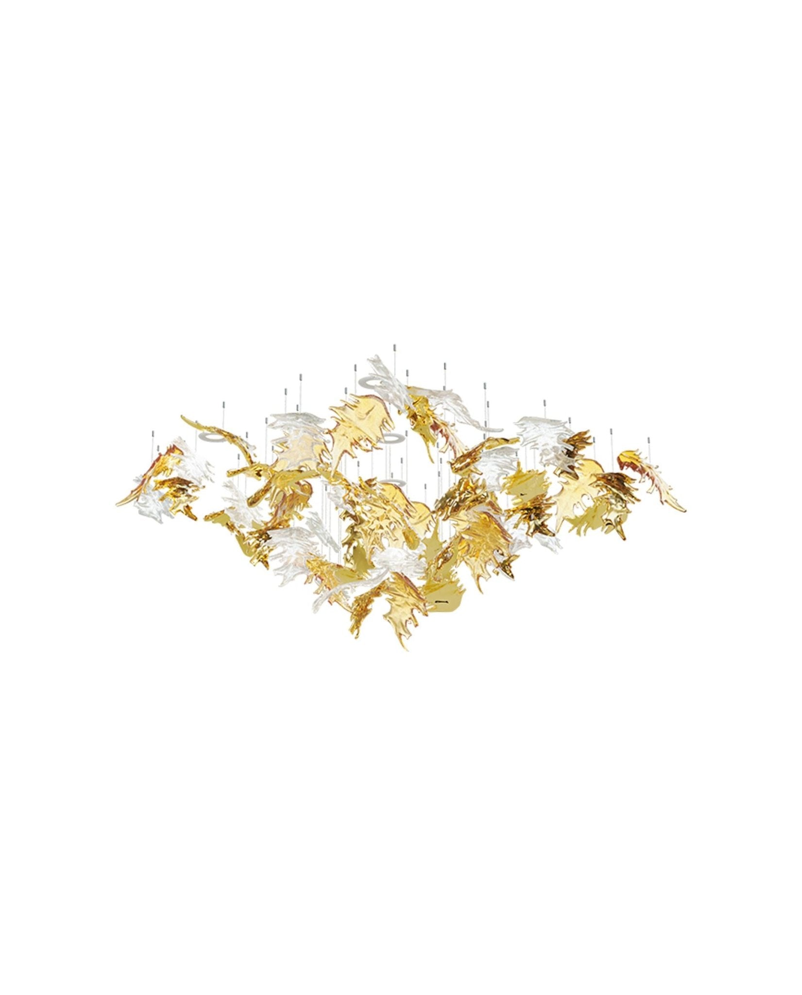 Cosolion Bird Amber Clear Glass Chandelier