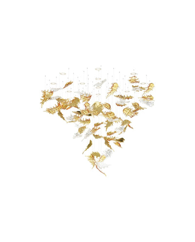 Cosolion Bird Amber Clear Glass Chandelier
