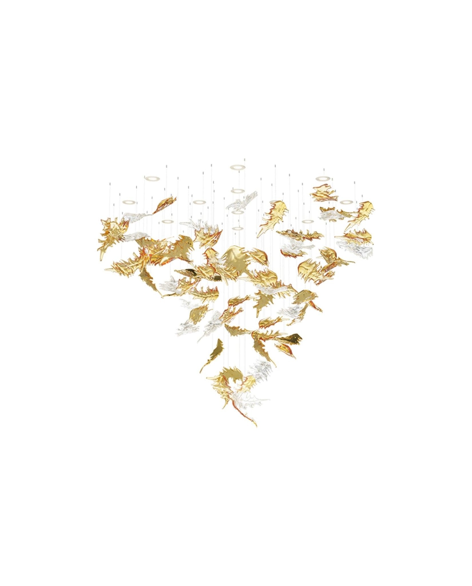 Cosolion Bird Amber Clear Glass Chandelier