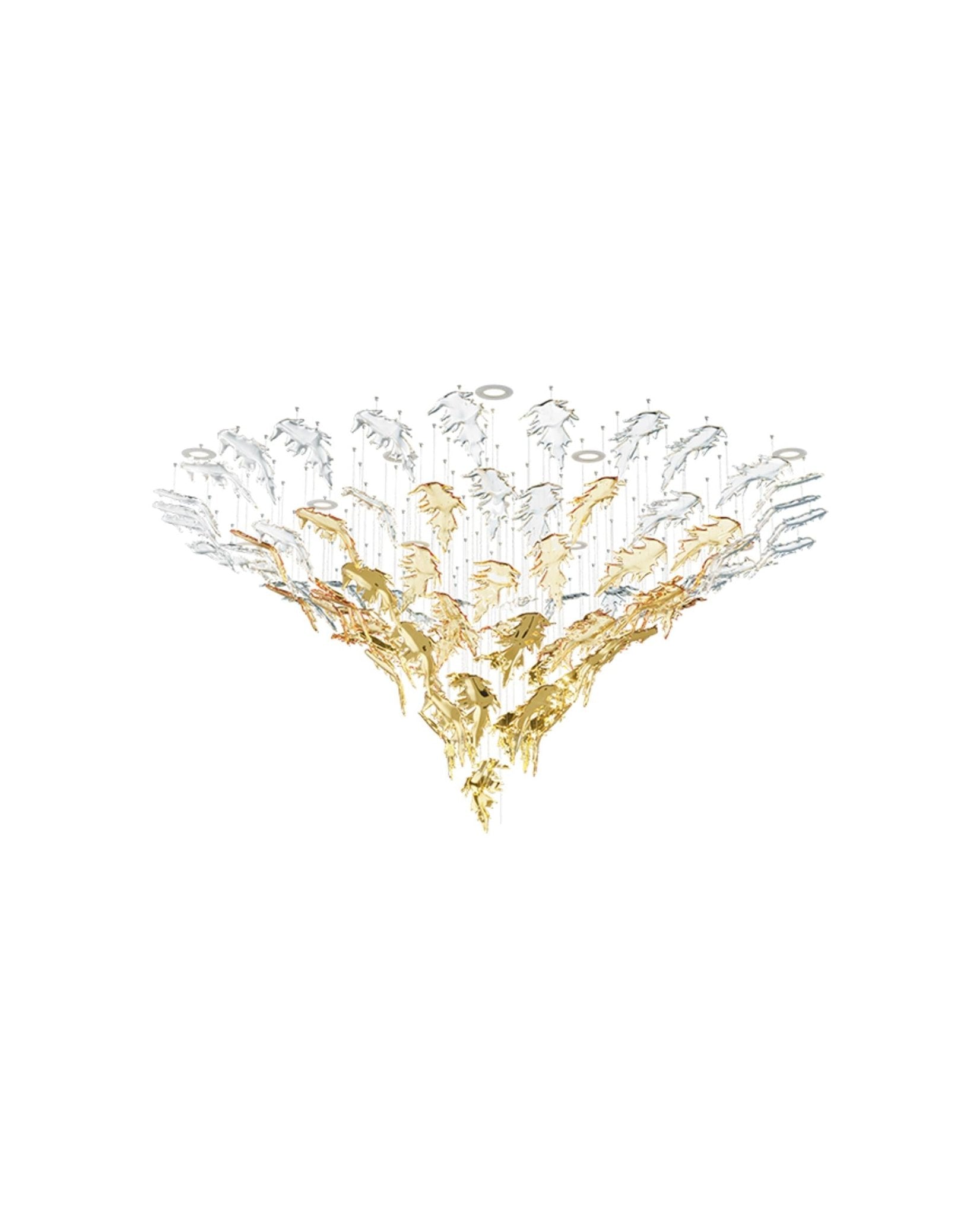 Cosolion Bird Amber Clear Glass Chandelier
