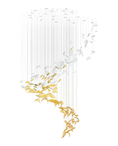 Cosolion Bird Amber Clear Glass Chandelier