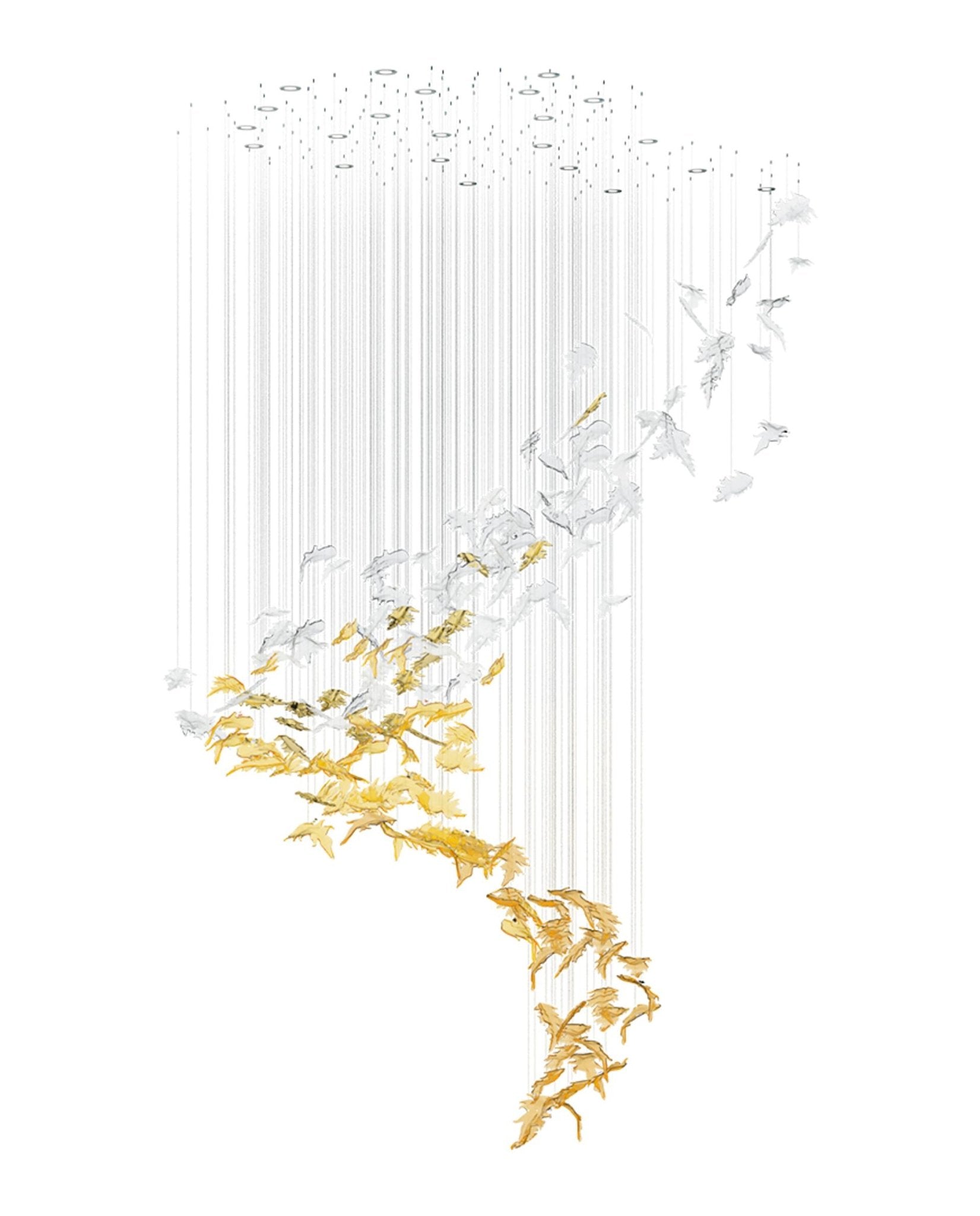 Cosolion Bird Amber Clear Glass Chandelier