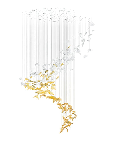 Cosolion Bird Amber Clear Glass Chandelier