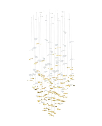 Cosolion Bird Amber Clear Glass Chandelier