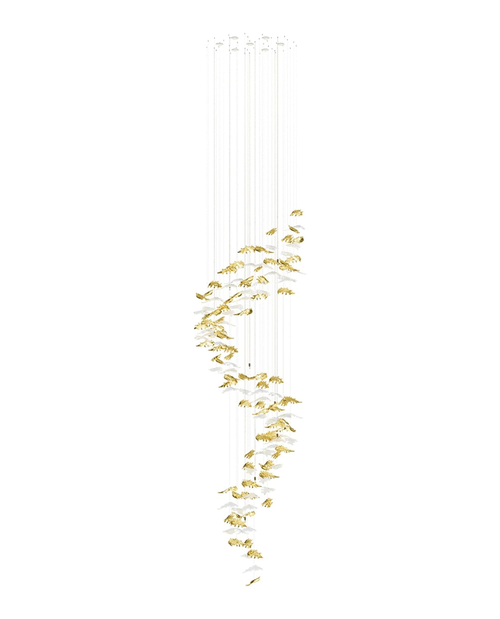 Cosolion Bird Amber Clear Glass Chandelier