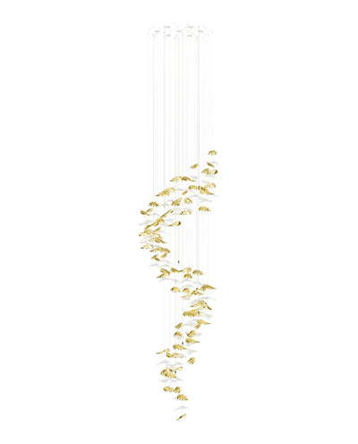 Cosolion Bird Amber Clear Glass Chandelier