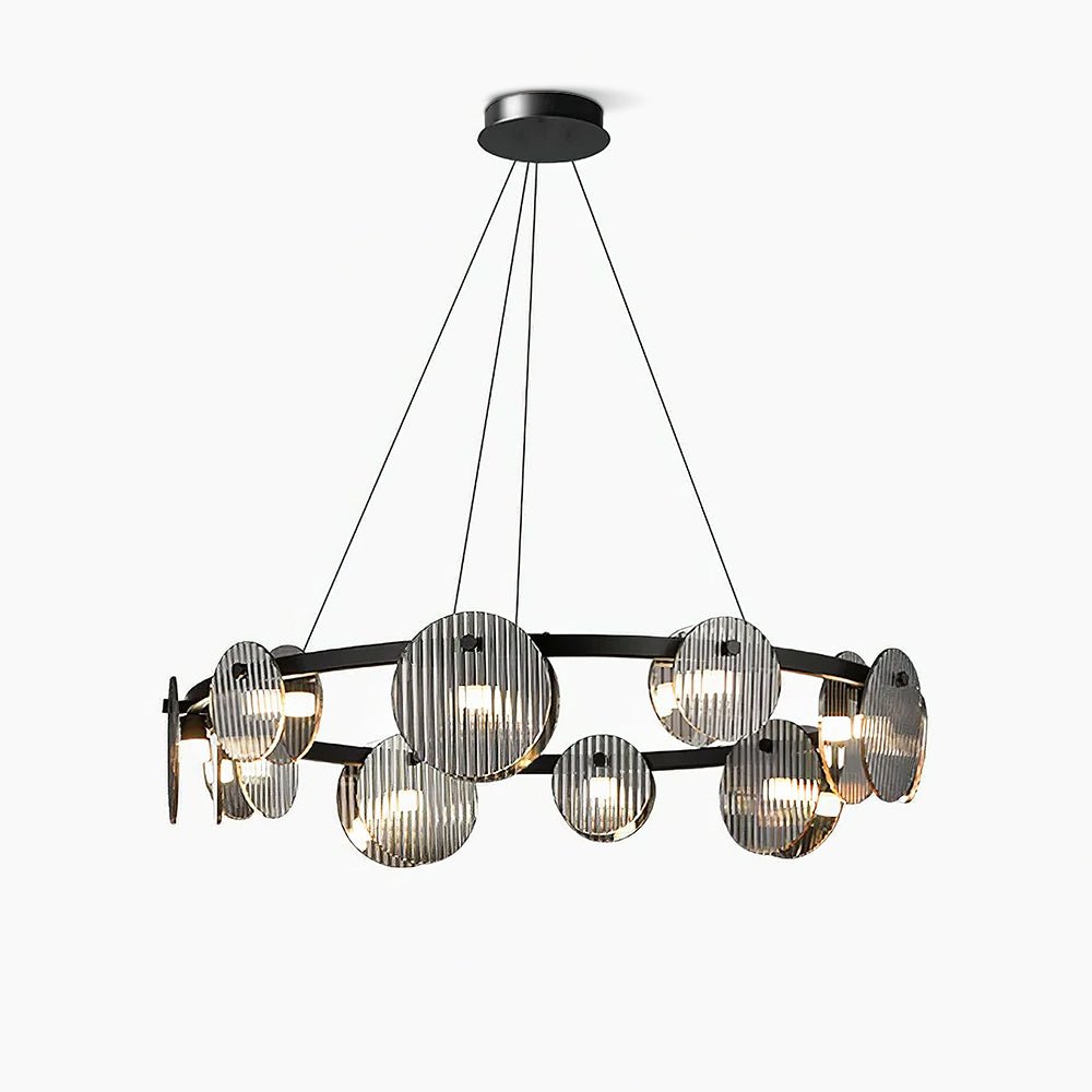 Eovin Chandelier Smoked Glass and Black Metal