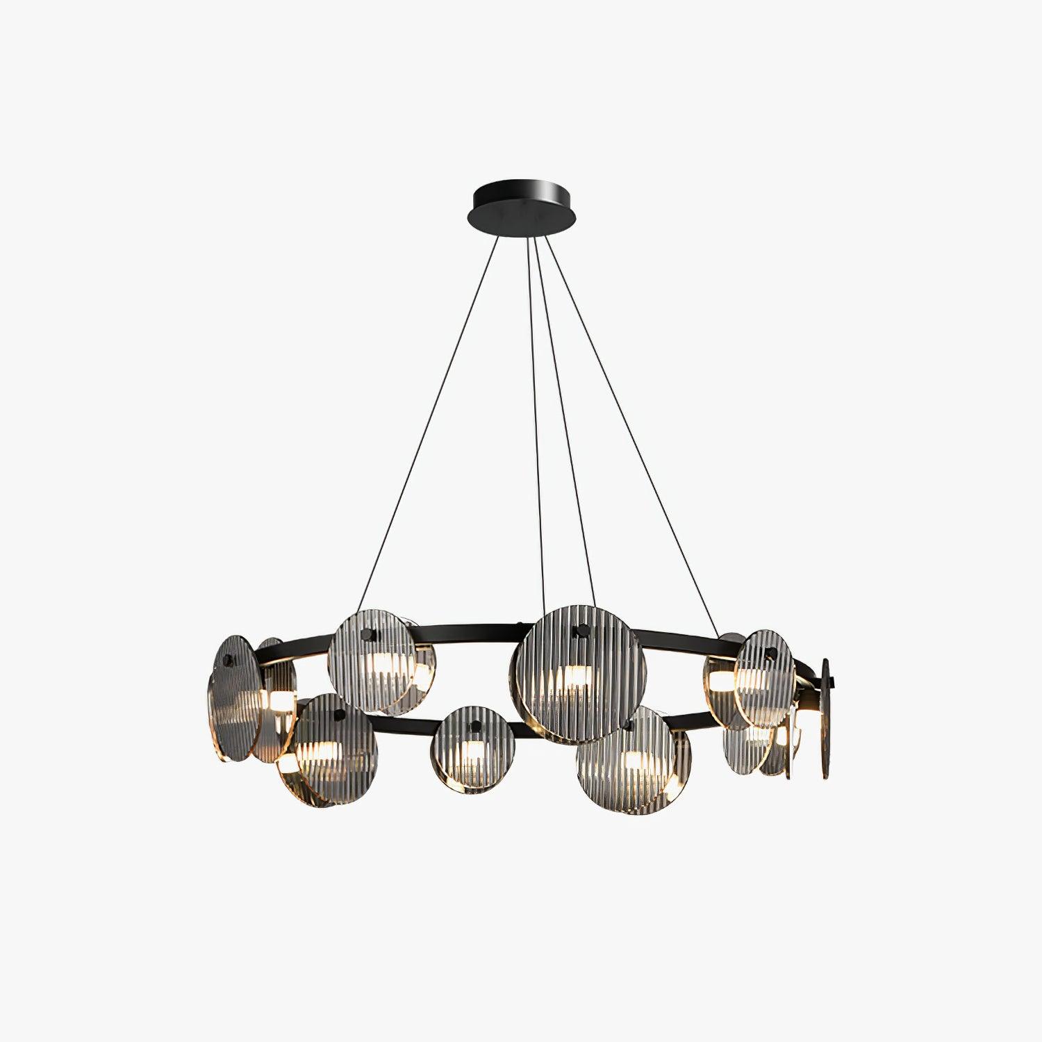 Eovin Chandelier Smoked Glass and Black Metal