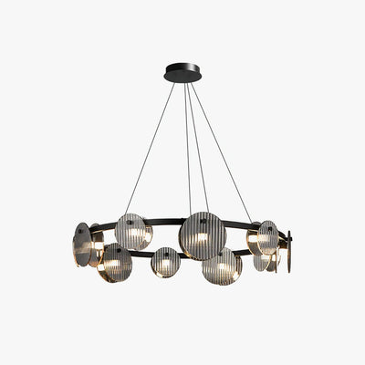 Eovin Chandelier Smoked Glass and Black Metal