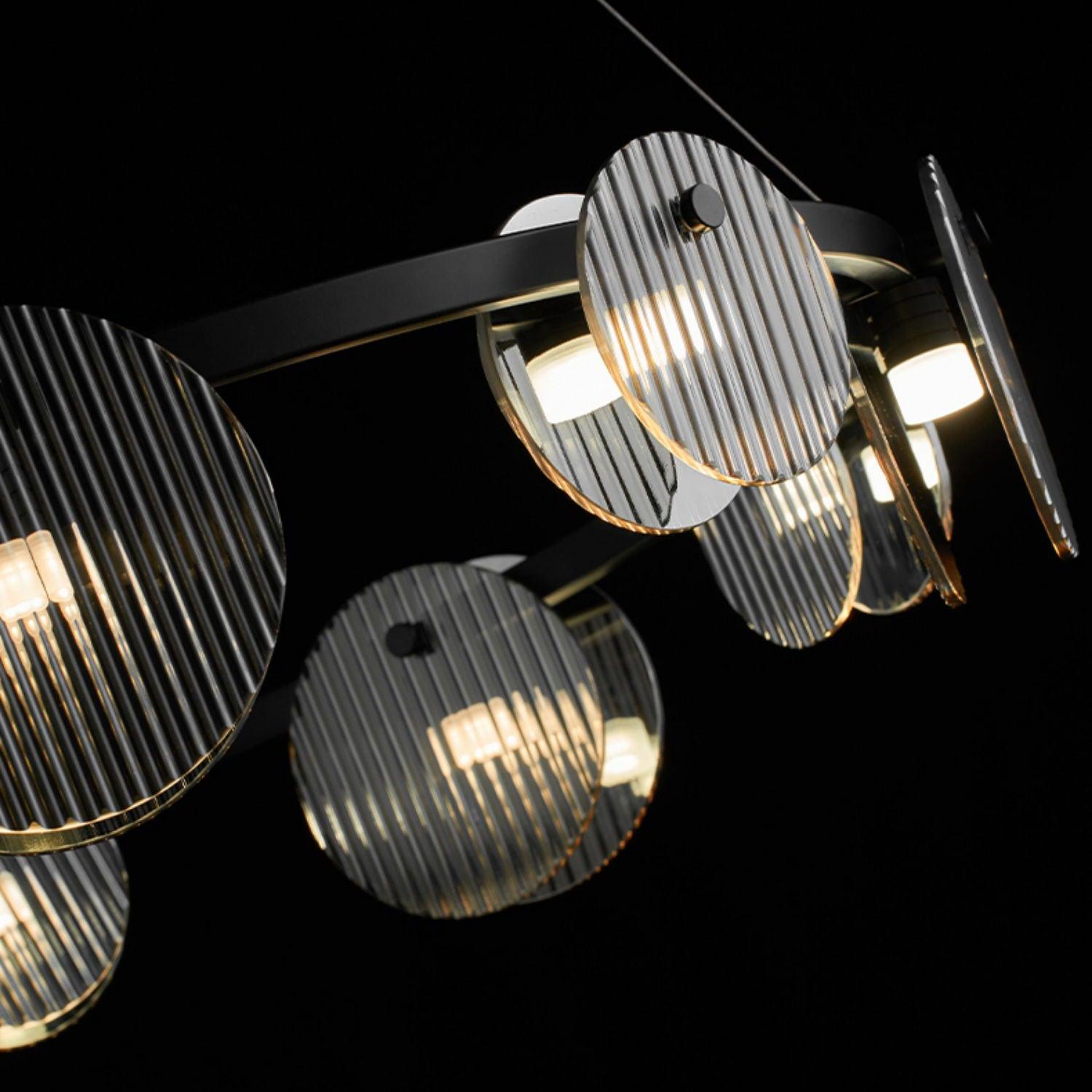 Eovin Chandelier Smoked Glass and Black Metal
