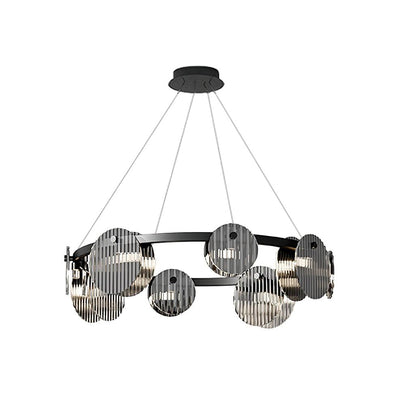 Eovin Chandelier Smoked Glass and Black Metal
