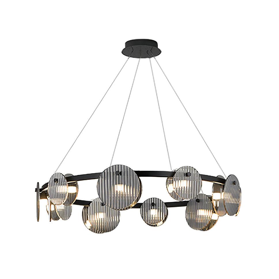 Eovin Chandelier Smoked Glass and Black Metal