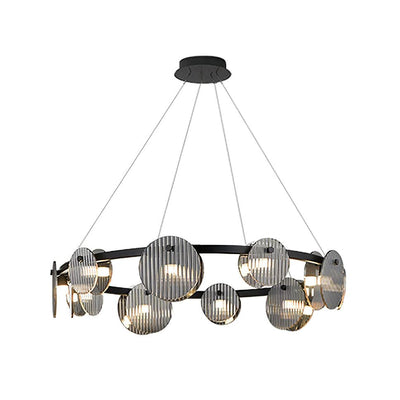 Eovin Chandelier Smoked Glass and Black Metal