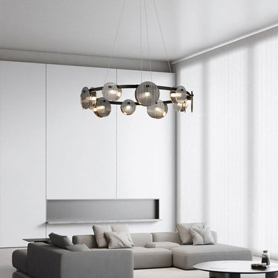 Eovin Chandelier Smoked Glass and Black Metal